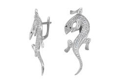 Серебряные cерьги классические с фианитом