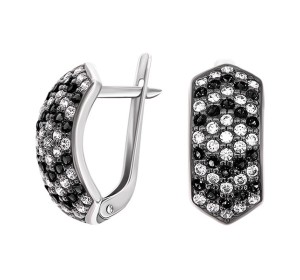 Серебряные cерьги классические с фианитом