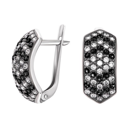 Серебряные cерьги классические с фианитом