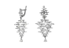 Серебряные cерьги висячие с фианитом