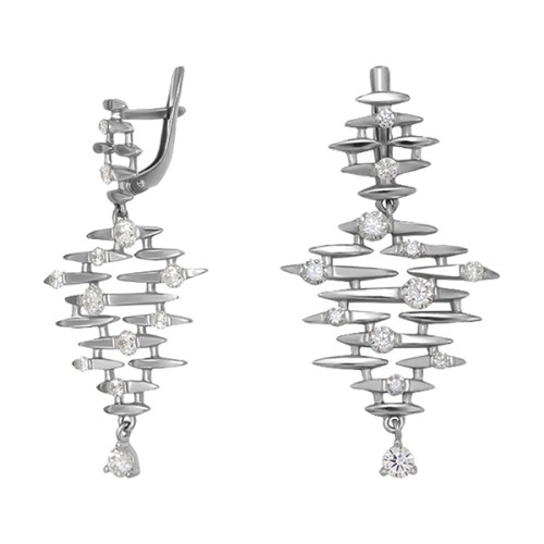 Серебряные cерьги висячие с фианитом