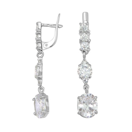 Серебряные cерьги висячие с фианитом