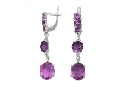 Серебряные cерьги висячие с кварцем