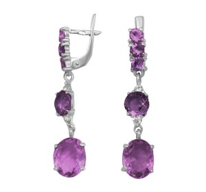 Серебряные cерьги висячие с кварцем