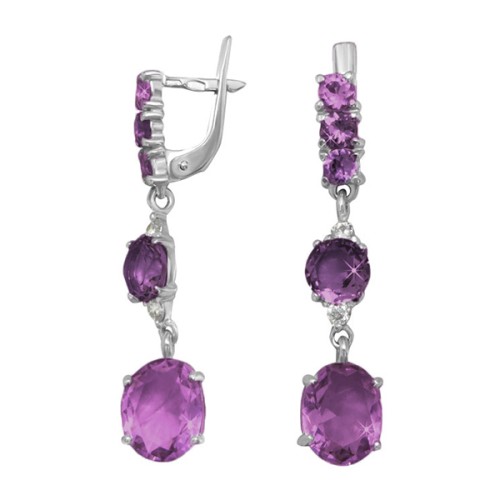 Серебряные cерьги висячие с кварцем