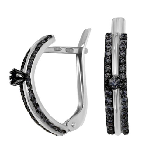 Серебряные cерьги с фианитом