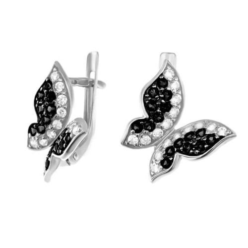 Серебряные cерьги классические с фианитом