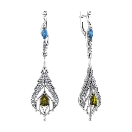 Серебряные cерьги висячие с кварцем