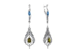 Серебряные cерьги висячие с кварцем