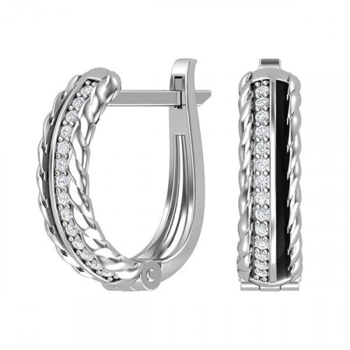 Серебряные cерьги с фианитом