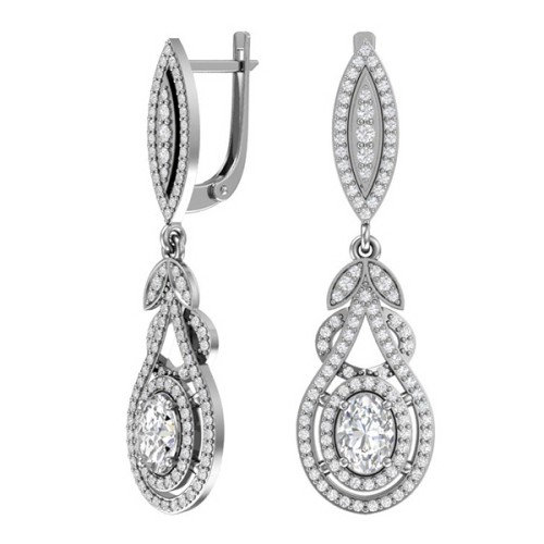 Серебряные cерьги висячие с фианитом