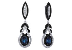 Серебряные cерьги висячие с кварцем