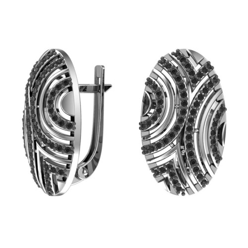 Серебряные cерьги классические с фианитом