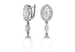 Серебряные cерьги висячие с жемчугом