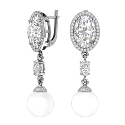 Серебряные cерьги висячие с жемчугом