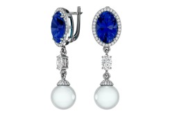 Серебряные cерьги висячие с полудрагоценными камнями