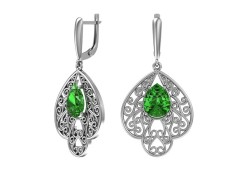 Серебряные cерьги висячие с фианитом