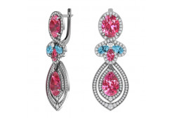 Серебряные cерьги висячие с кварцем