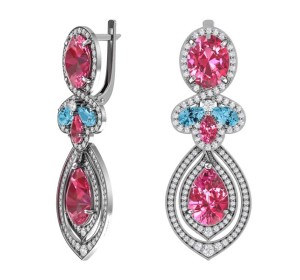 Серебряные cерьги висячие с кварцем