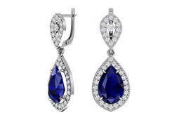 Серебряные cерьги висячие с кварцем