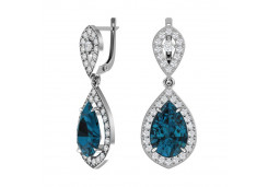 Серебряные cерьги висячие с кварцем