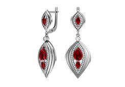 Серебряные cерьги висячие с кварцем