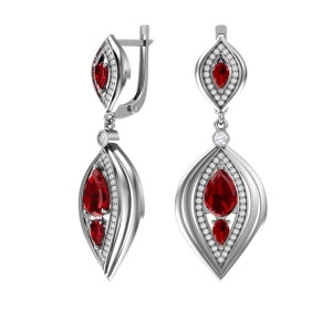 Серебряные cерьги висячие с кварцем