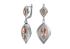 Серебряные cерьги висячие с кварцем