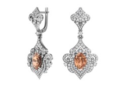 Серебряные cерьги висячие с кварцем