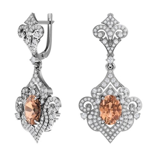 Серебряные cерьги висячие с кварцем