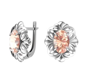 Серебряные cерьги классические с кварцем