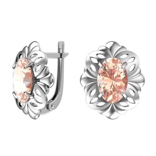 Серебряные cерьги классические с кварцем