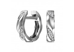 Серебряные cерьги классические с фианитом