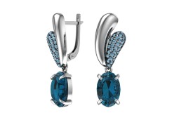 Серебряные cерьги висячие с кварцем