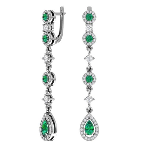 Серебряные cерьги висячие с фианитом