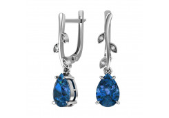 Серебряные cерьги висячие с кварцем