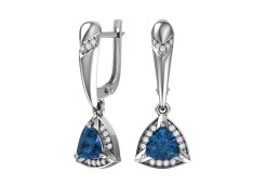 Серебряные cерьги висячие с кварцем