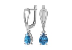 Серебряные cерьги висячие с кварцем