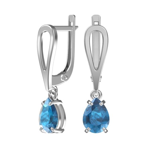 Серебряные cерьги висячие с кварцем