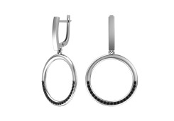 Серебряные cерьги висячие с фианитом