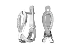 Серебряные cерьги классические с фианитом
