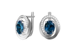 Серебряные cерьги классические с кварцем