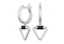 Серебряные cерьги висячие с фианитом