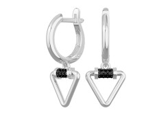 Серебряные cерьги висячие с фианитом