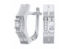 Серебряные cерьги классические с фианитом