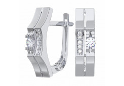 Серебряные cерьги классические с фианитом