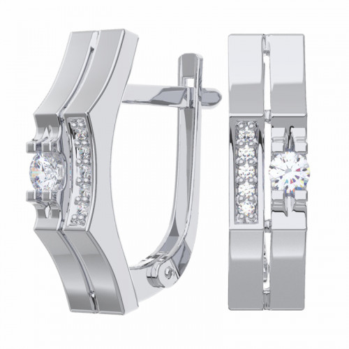 Серебряные cерьги классические с фианитом