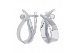 Серебряные cерьги классические с фианитом