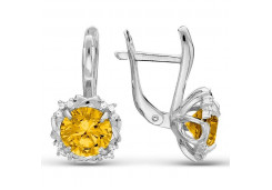 Серьги из серебра 925 пробы с цитрином