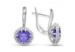 Серьги из серебра 925 пробы с танзанитом